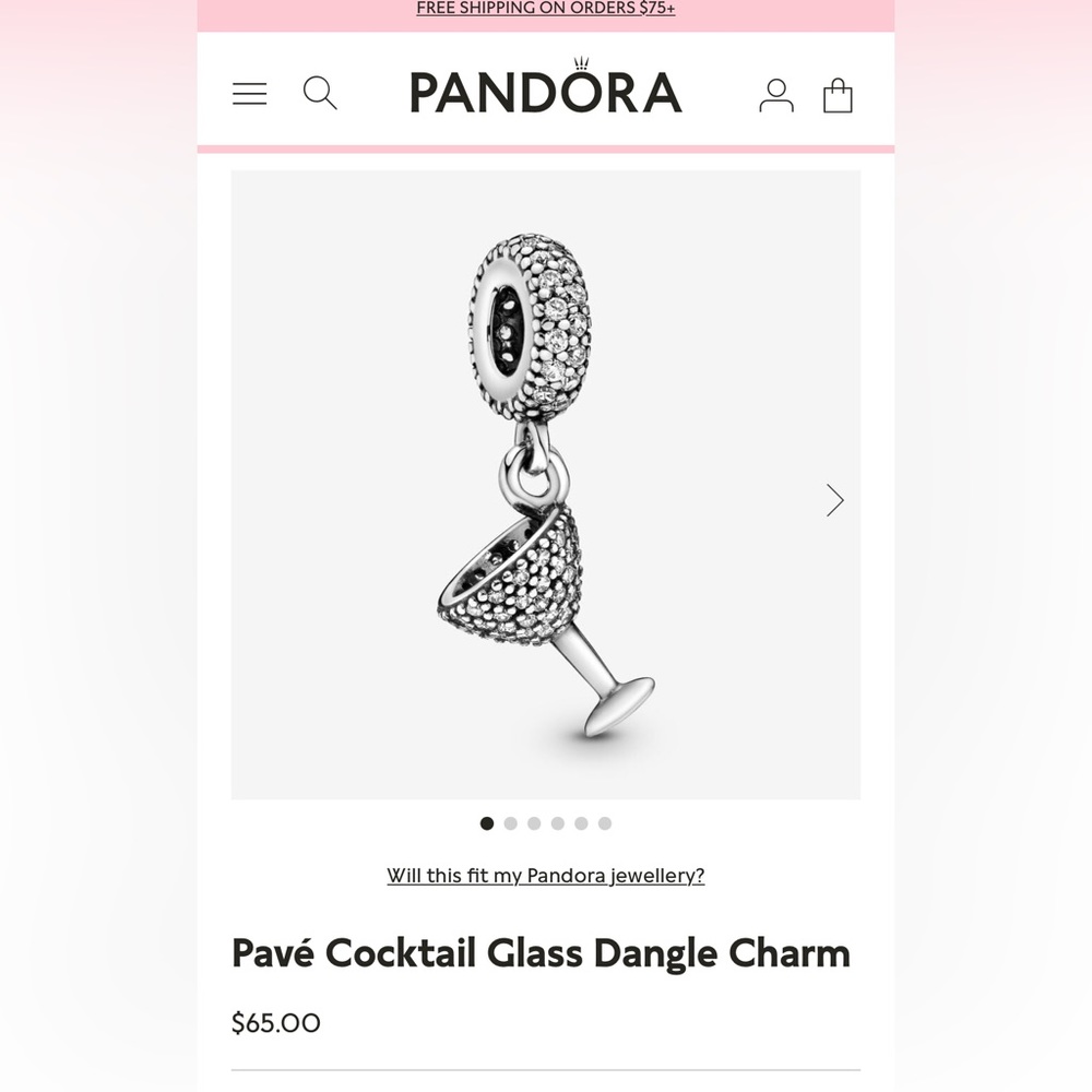 Pave cocktail glass dangle charm